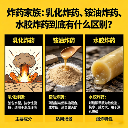 罗山炸药家族：乳化炸药、铵油炸药、水胶炸药到底有什么区别？
